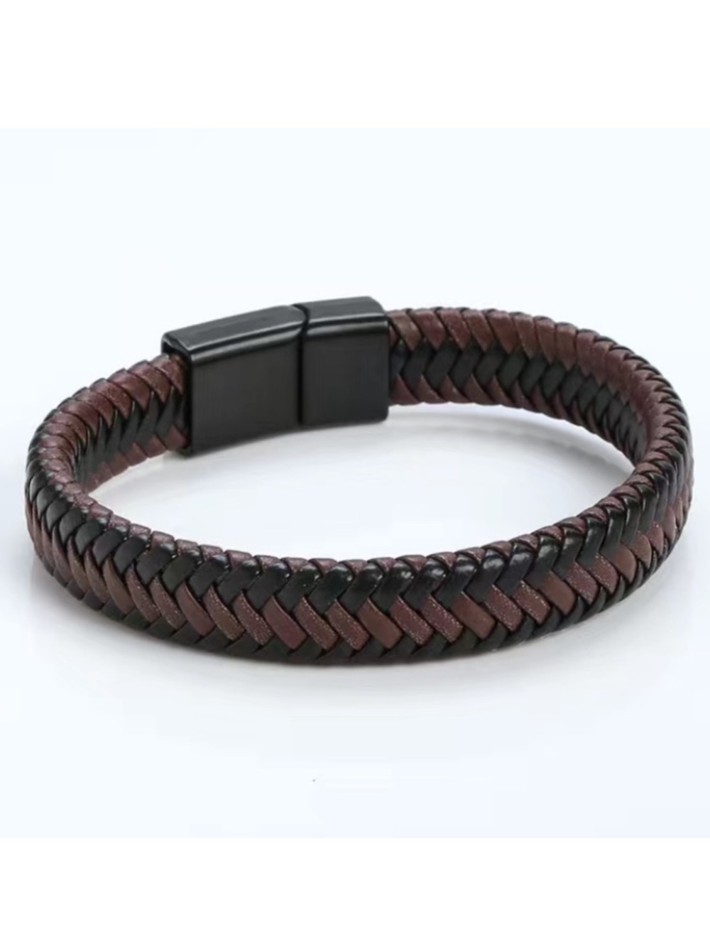 Men’s Braided Black & Brown Leather Bracelet